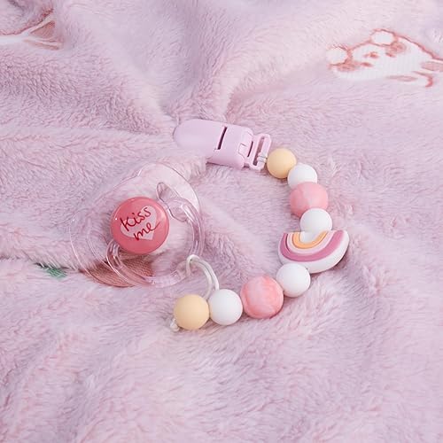 Miniatura 4 de Aori Chupete magnético con clips para chupete para muñecas de bebé recién nacido, juego de accesorios para bebés recién nacidos de color rosa para