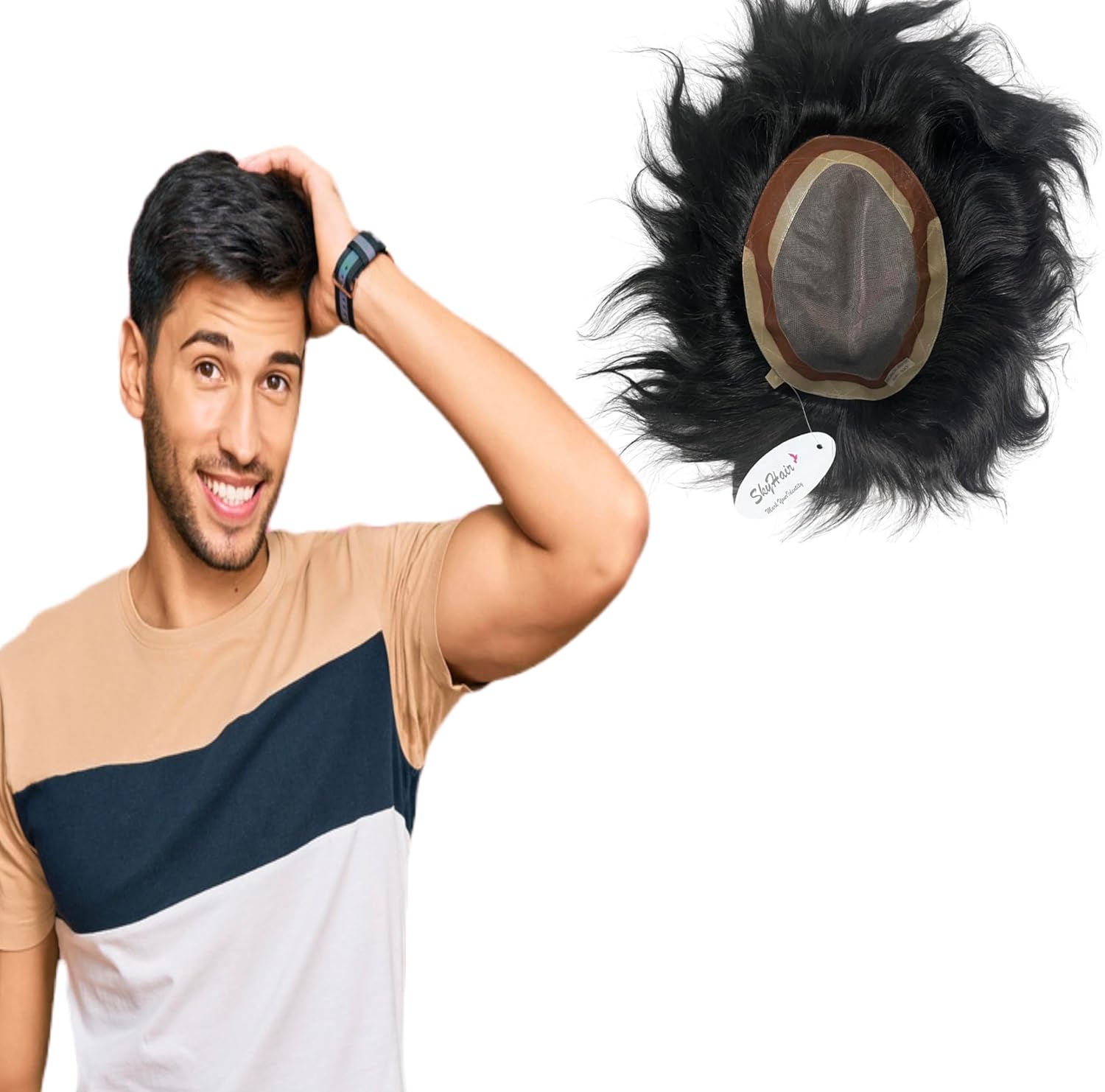 SkyHair Black Rose Hair Patch for Men PREMIUM Human Hair Wig 100 Human