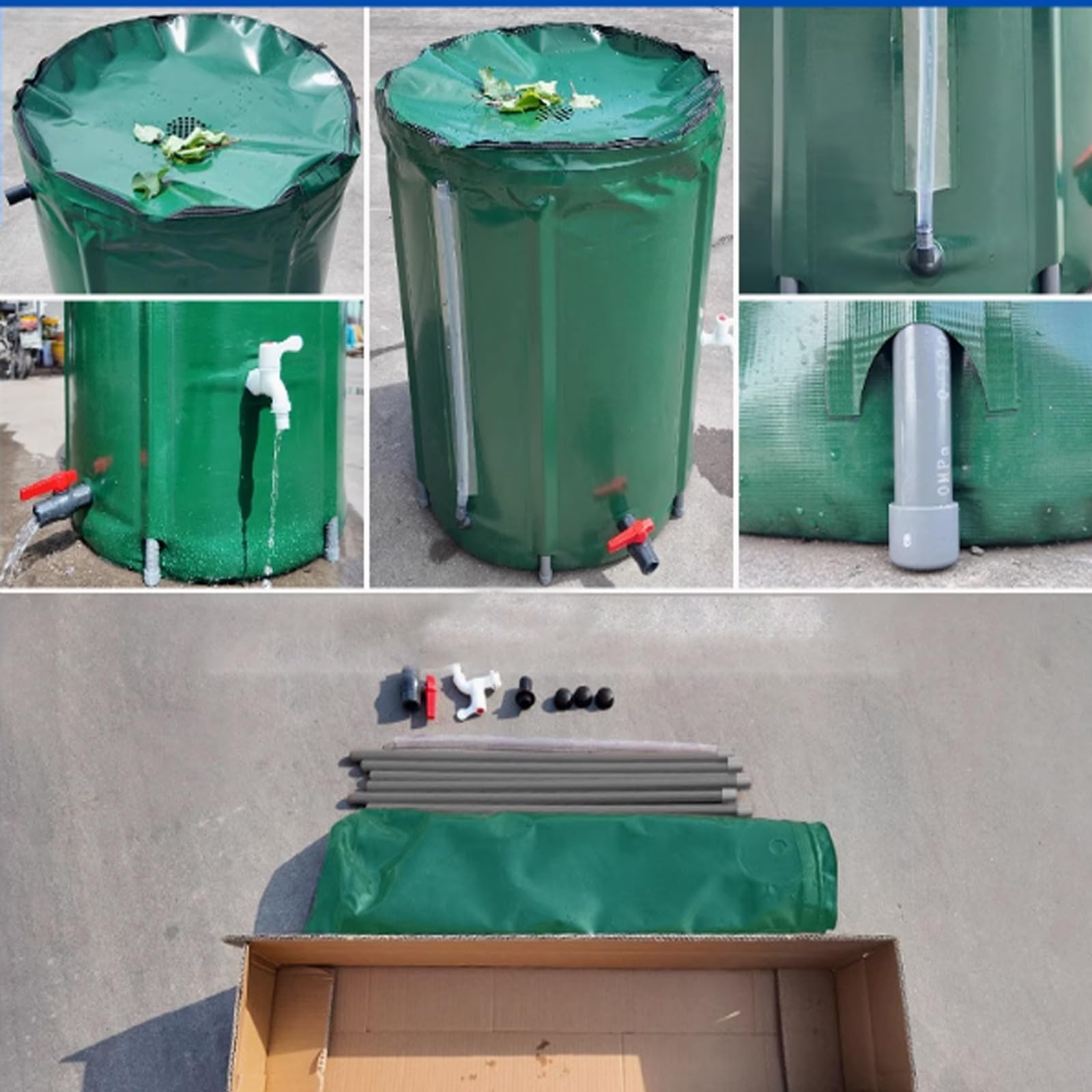 Tanque de Almacenamiento de Agua para Exteriores Rain Barrel de 380 l con Filtro, Sistema portátil de recolección de Agua de Lluvia para riego y Almacenamiento de Jardines (Verde)