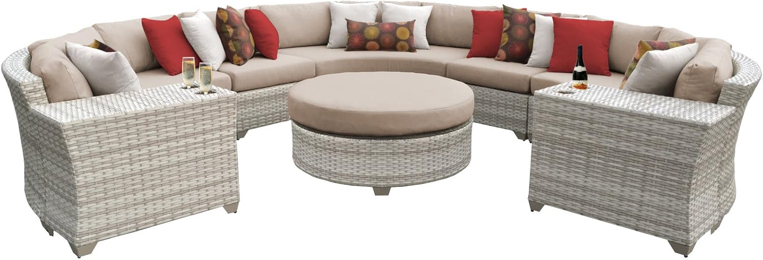 TK Classics FAIRMONT08bWHEAT 8 Piece Outdoor Wicker Patio