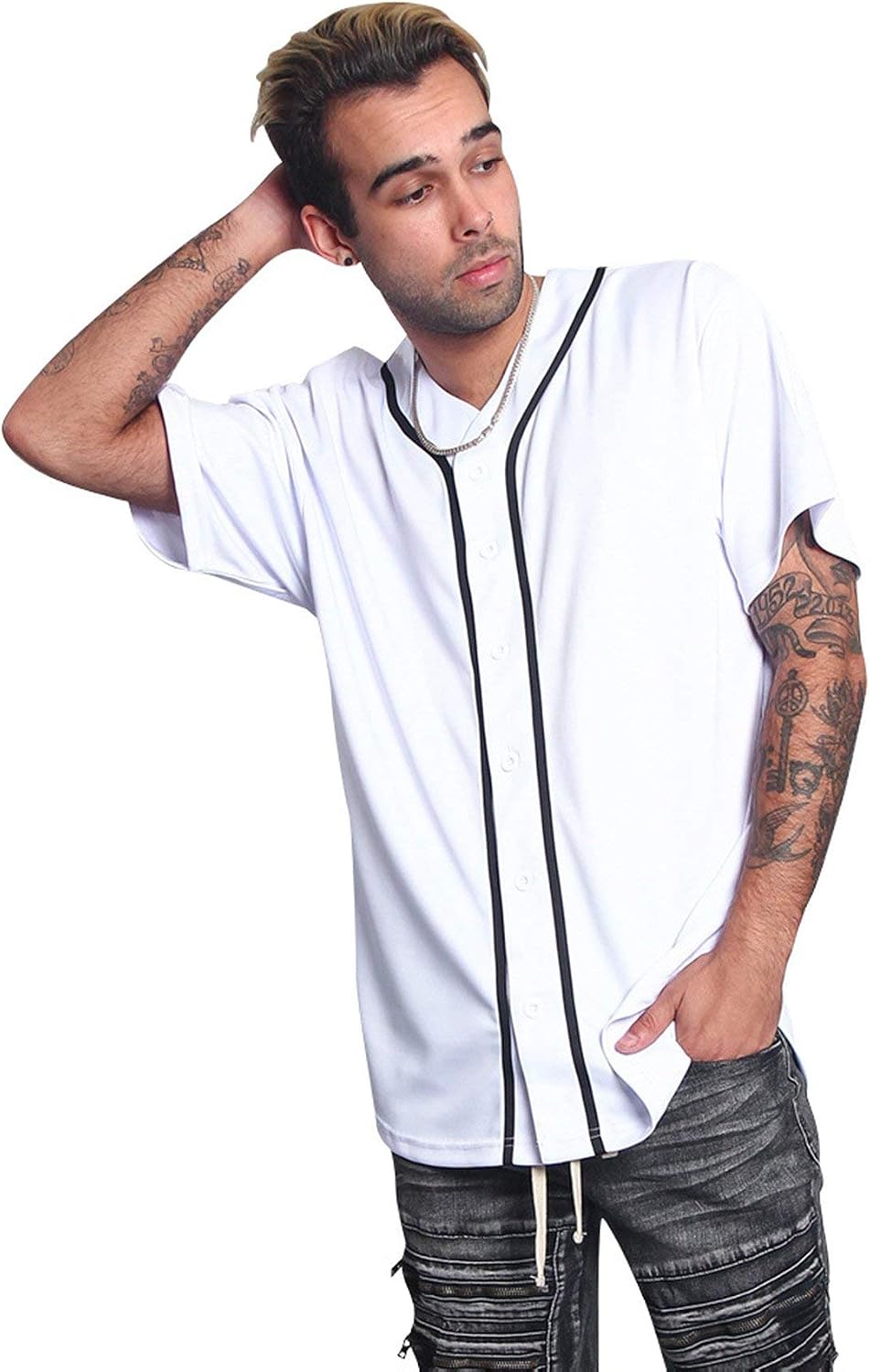 VICTORIOUS Men's Essential Two Tone and Pattern Baseball Jersey