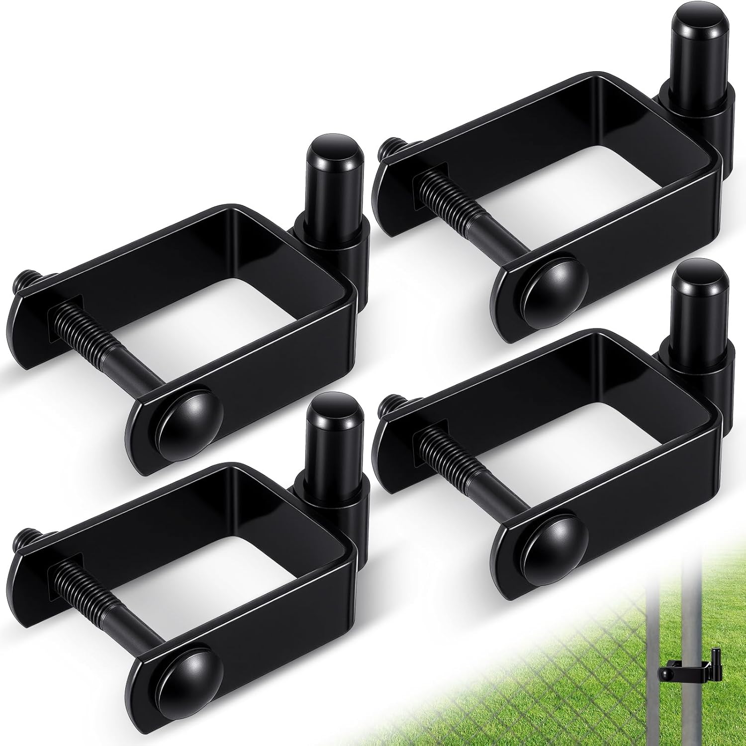 4 Pcs 2" Square Black Male Hinges with Bolts and Nuts Compatible with 2" Square Fence Posts 5/8 Inch Pintle, Galvanized Steel Rust Resistant Including Bolts and Nuts