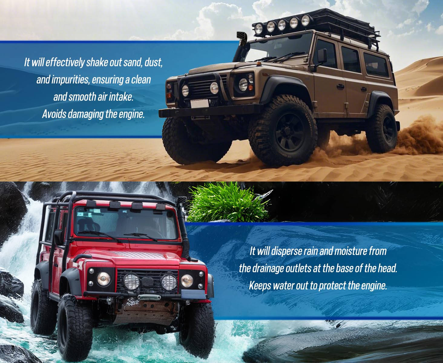 Blueshyhall snorkel auto, filtro aspirazione aria testa offroad auto, filtro aria tubo aspirazione auto, filtro aria per aspirazione snorkel, collettore di polvere auto testa aspirazione aria (89mm)