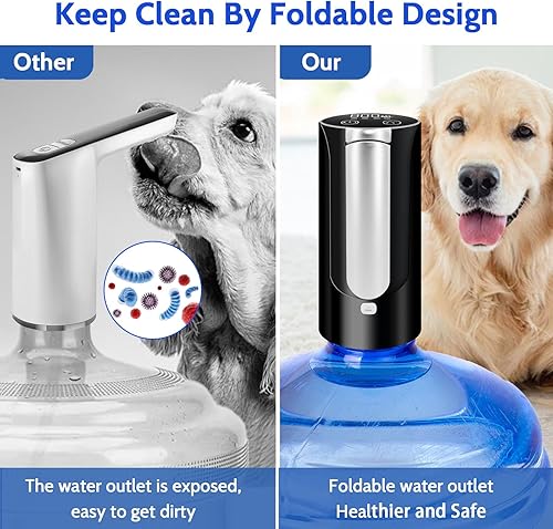 Miniatura 4 de Dispensador de agua de botella de 5 galones, bomba de botella de agua universal plegable, bomba de agua potable eléctrica portátil automática,