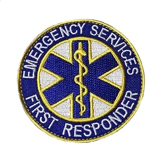 Emergency Services First Responder Patch (3 Inch) Embroidered Velkro (Hook + Loop) First Aid Medic Badge
