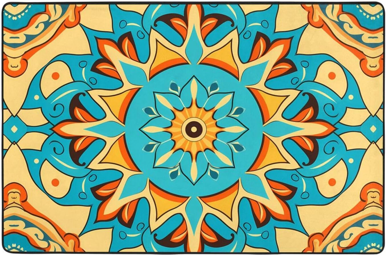 Ancient Circular Print Printed Anti-Slip Floor mat Carpet Rug 36"x24" for Living Room Office Coffee Table Bed Balcony