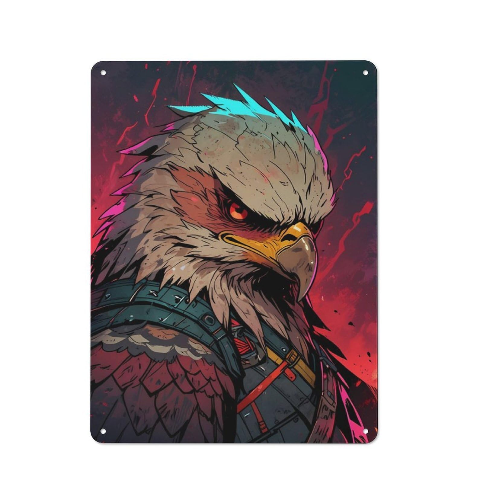 Junmoney Eagle Illustration Metal Sign 40X30cm With For Hallway Wall, Vintage Decor, For Garage, Workshop And Man Cave Decoration