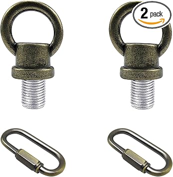 ECUDIS 1/8-IP Lighting Loops with Link Buckle Connectors for Light Fixture Chandelier Chain Extension, Pack of 2 Antique Brass