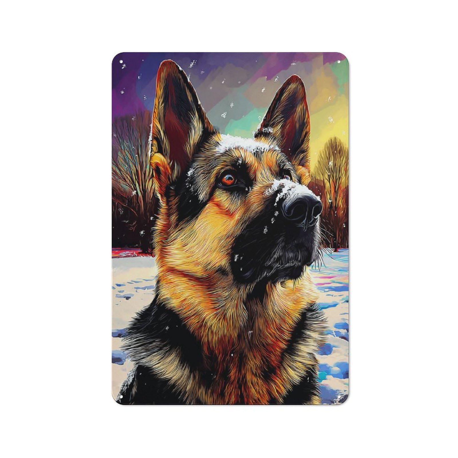 Winter Wonder Dog Portrait Metal Wall Plaque for Travel Lovers, Birthday, Housewarming Or Christmas Gift, 30x20cm
