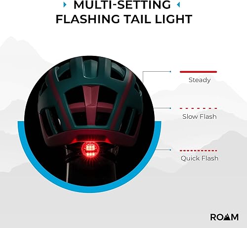Miniatura 2 de Roam Casco de bicicleta de carretera, cascos duraderos para adultos con visera solar, luz LED y gafas magnéticas desmontables, tamaño ajustable,