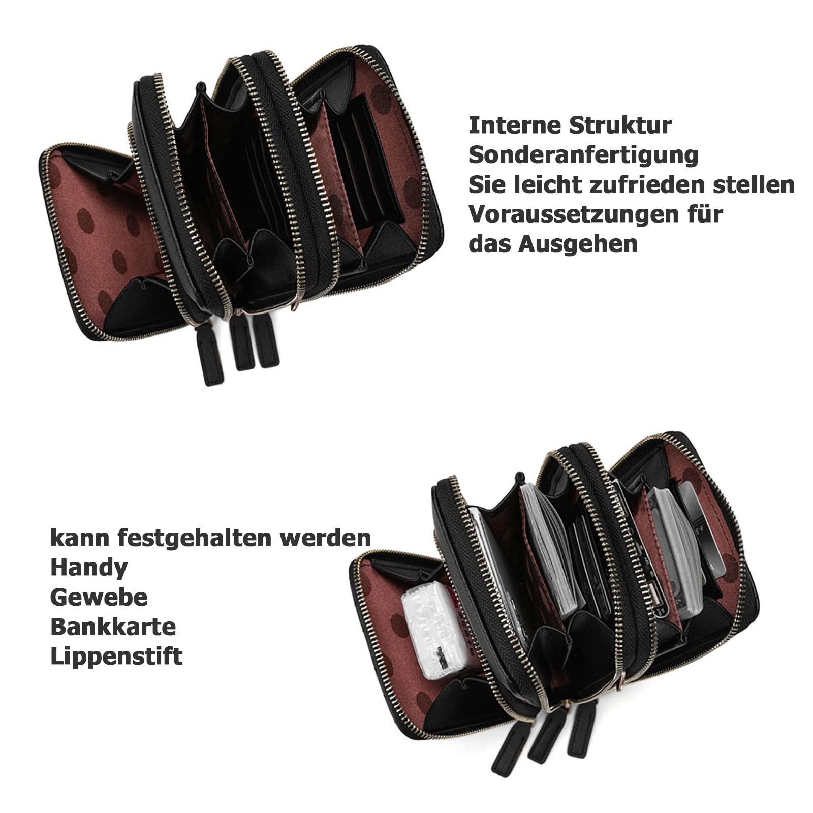 myfriday Kleine Umhängetasche für Damen, Mini Messenger Schulter Handtasche Geldbörse mit Kreditkartenfächern