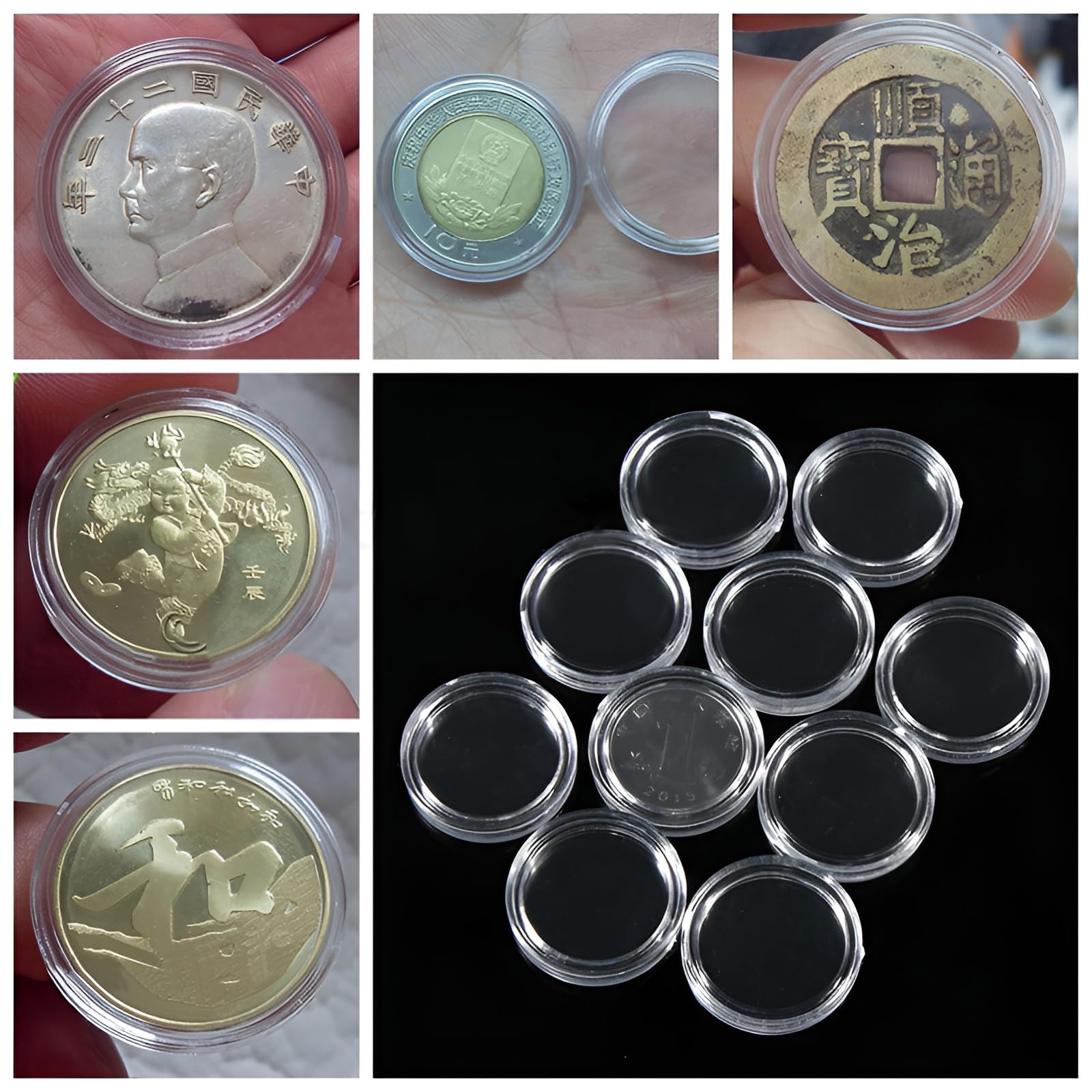 100 Pezzi Capsule di Monete, 30 mm Custodie per Monete in Plastica, Scatola Portamonete, Trasparente Rotondo Scatola Portamonete con 100 Guarnizione in Schiuma, 5 Dimensioni (17/20/25/27/30mm)