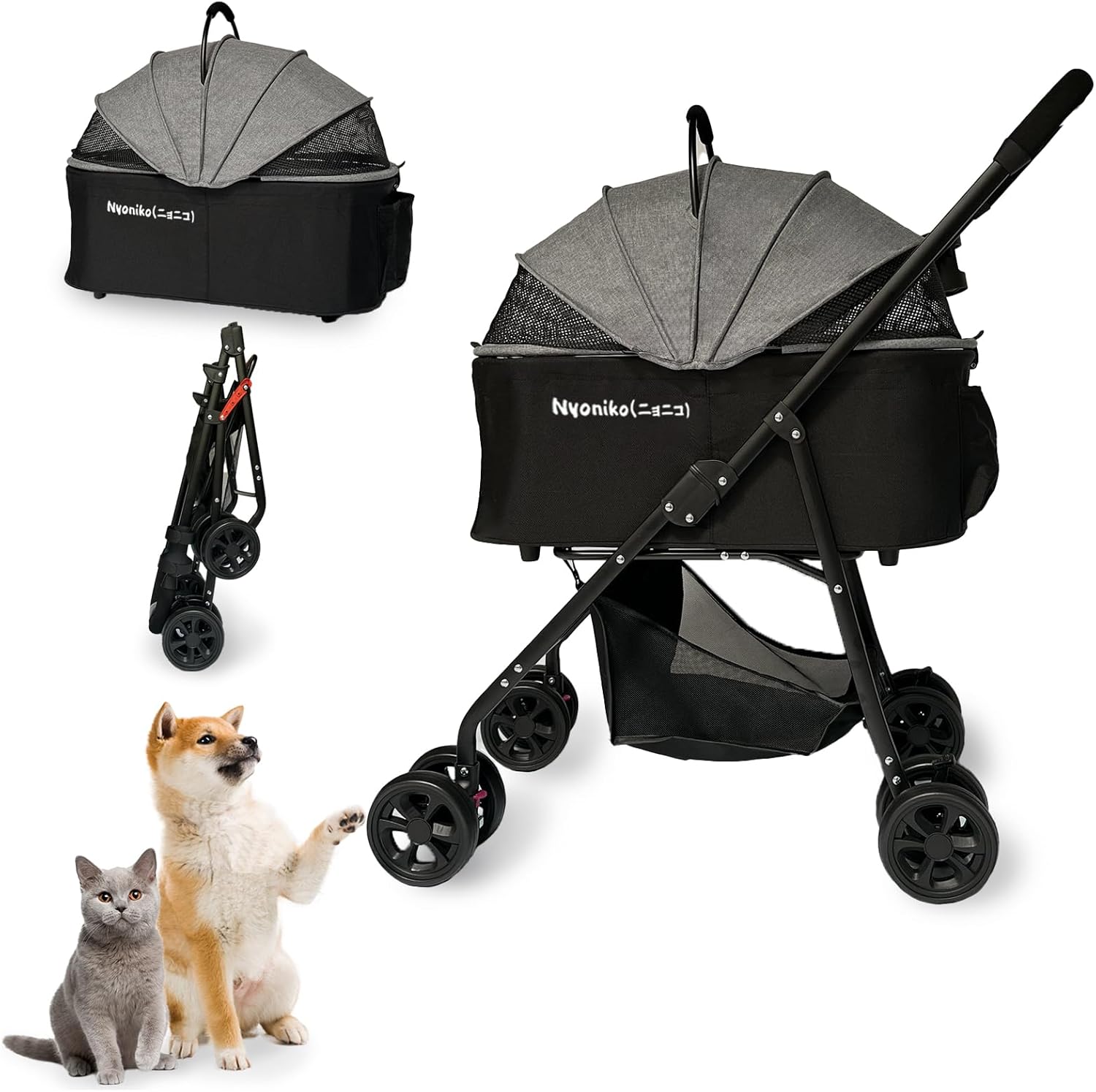 Nyoniko(ニョニコ)]ペットカート 分離型 折りたたみ 犬 バギー 8輪