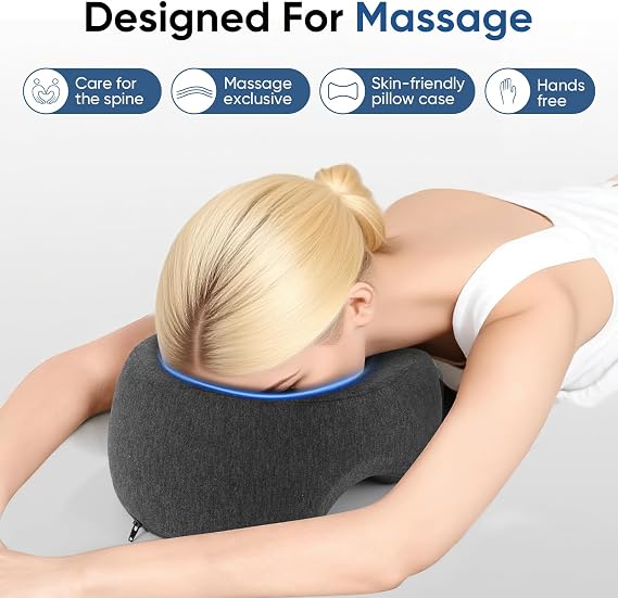 Face Down Adjustable Memory Foam Pillow with 2 Air Vents - Stomach Sleep & Post-Eye Surgery Headrest with Massage Cushion for Recovery (Dark Gray)