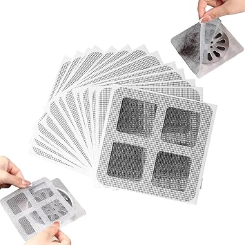 Disposable Filter Patches, Disposable Filter Patches for Drains, Rejillas De BanO, Disposable Shower Drain Hair Catcher Mesh Stickers, Drain Cover Hair Catcher for Bathroom Laundry Kitchen 30