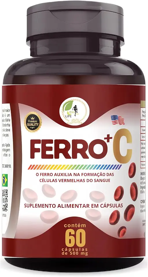 Suplemento Ferro + Vitamina C Quelado Premium 60 Cápsulas - Fits Life