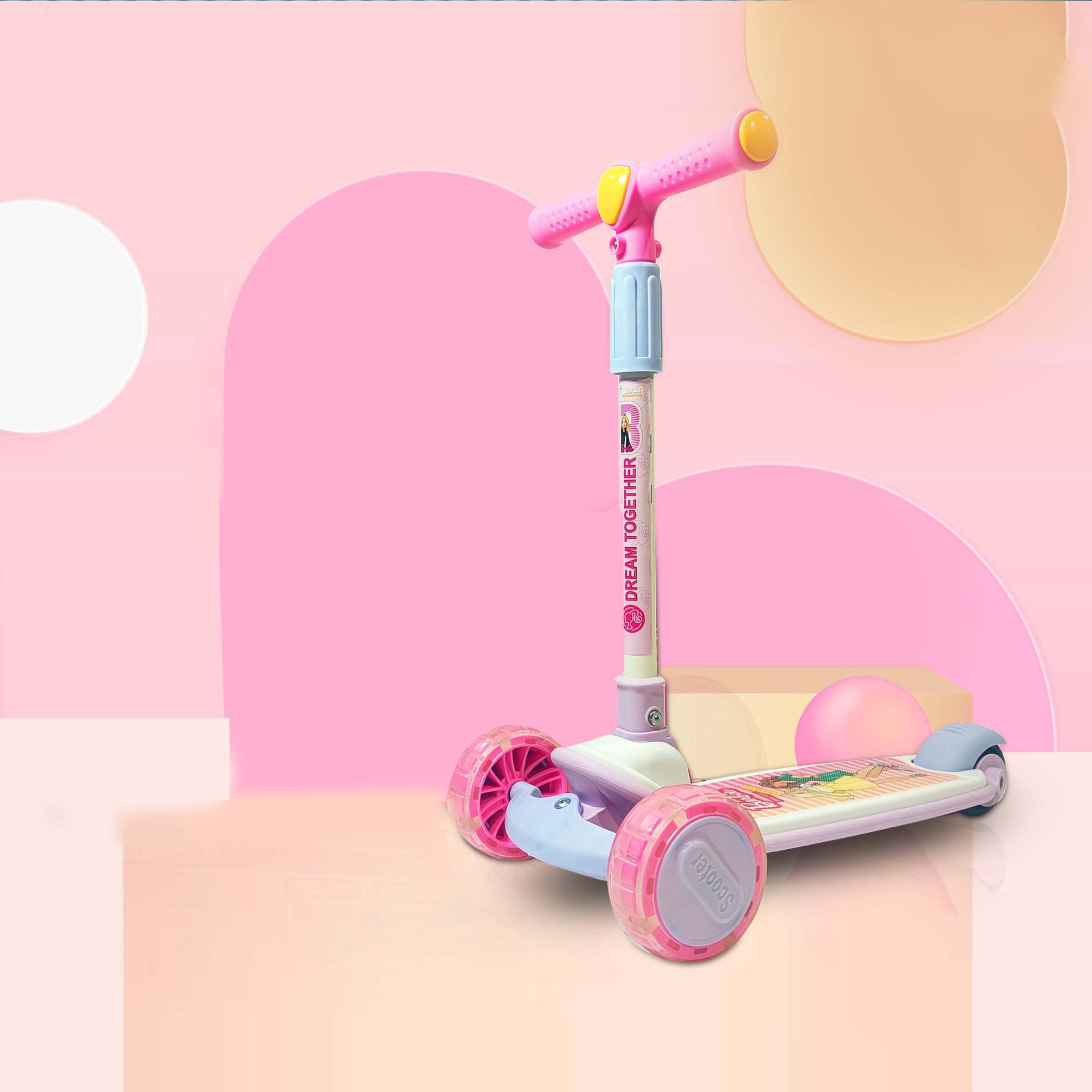 Kriiddaank Barbie Adventure Rider for Girls 3-Wheel Skate Scooter for Girls of Ages 2-12 Years 5-Level Adjustable Height, and Easy Fold Design Scooter for Kids(Mattel)-image-24