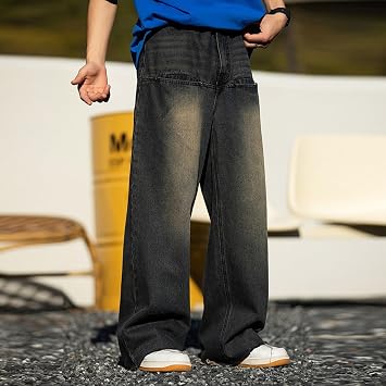 generic baggy jeans men's vintage y2k wide leg pants cargo jeans long flared 90s streetwear jeans wide cool stretch trousers baggy jeans blue m-3xl