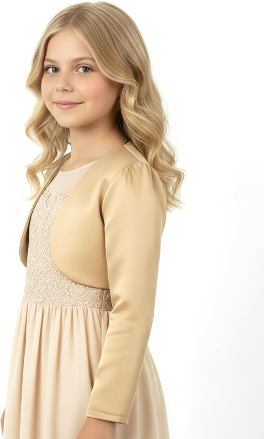 BlackButterfly Kids Satin Long Sleeve Bolero Childrens Girls Shrug - Image 2