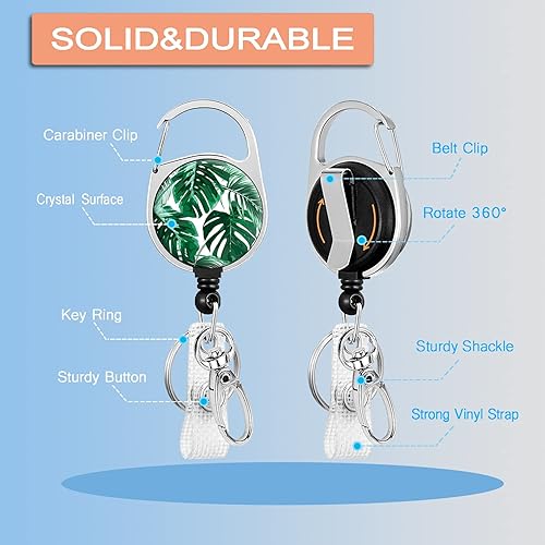 Miniatura 2 de Soporte para insignia, carrete de insignia con clip giratorio para cinturón, carrete retráctil resistente, soporte para tarjetas de identificación