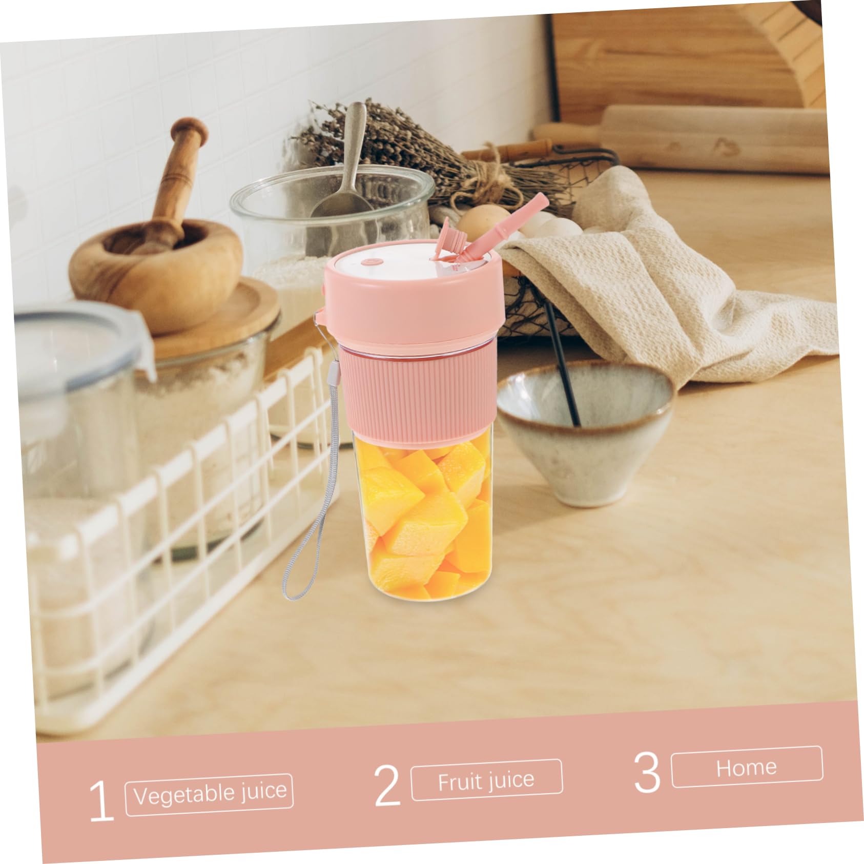 Mikinona Electric Portable Juicer Cup 200ml Mini Blender Rechargeable Fresh Fruit Veggie Extractor Leak-free