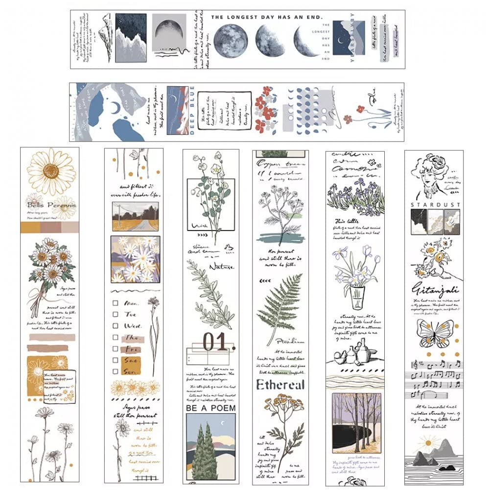 Casiler As Shown 4Pcs Flower Plant Masking Tape Vintage Washi Tape Diy Decoration Tapes For Scrapbooking Journal Planner
