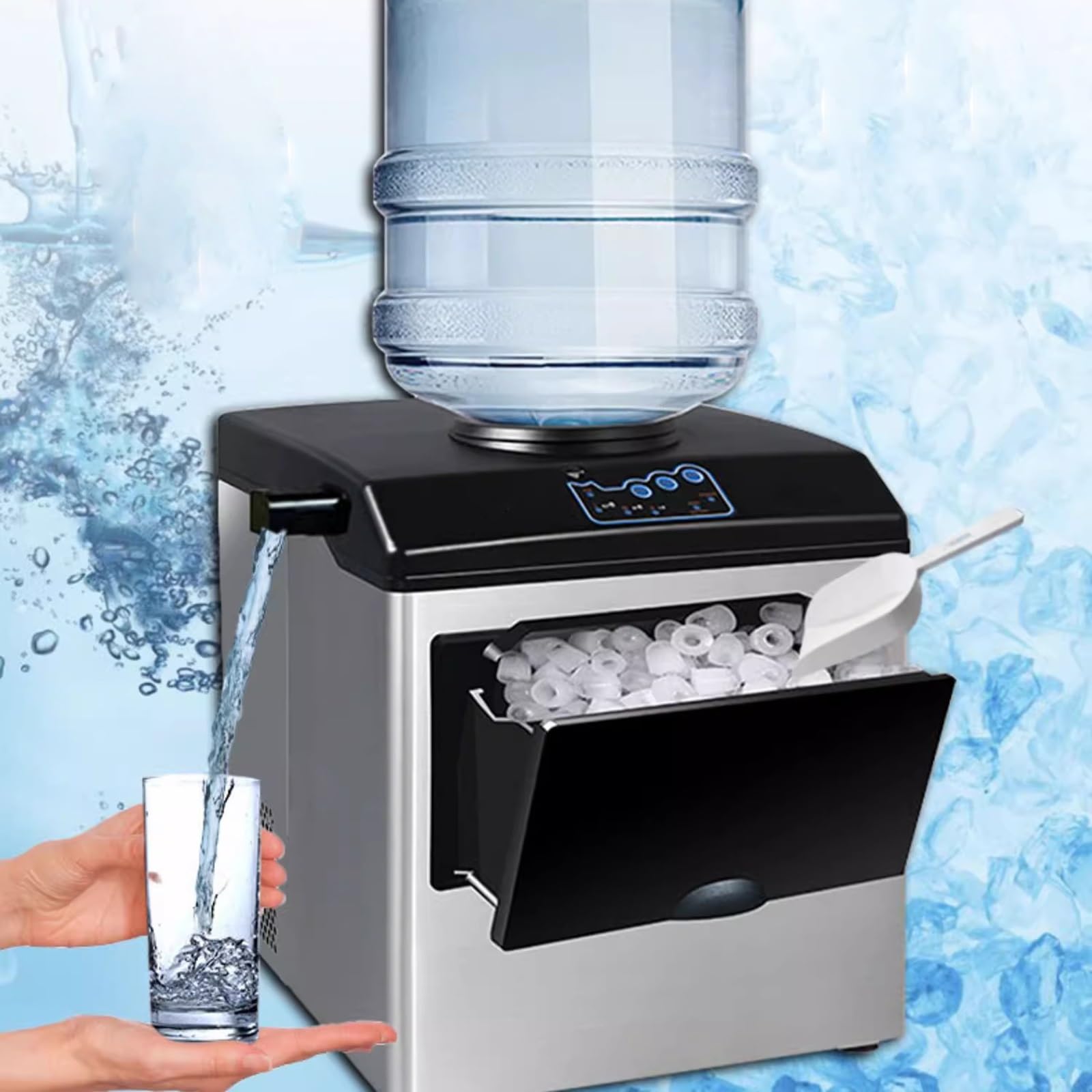 Máquina de Hielo portátil Máquina de Hielo Comercial pequeña, 25KG, Cubo Multifuncional for el hogar, máquina de Hielo Completamente automática Máquina para Hacer Hielo