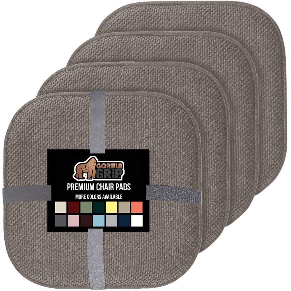 Gorilla Grip Memory Foam Chair Cushions, Slip Resistant, Thick and Comfortable Seat Cushion Pads, Durable Soft Pain Relief Pad for Office Desk, Dining Table, Kitchen Chairs, Set of 4, 16x16 inches, Latte