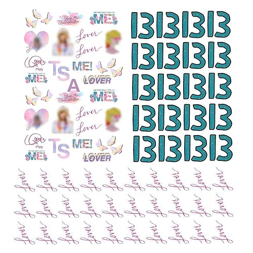 Paquete de 3 calcomanías temporales TS para tatuaje, número 13 y lOVER inspiradas en tatuajes de manos, tema de álbum de cantante, accesorios de