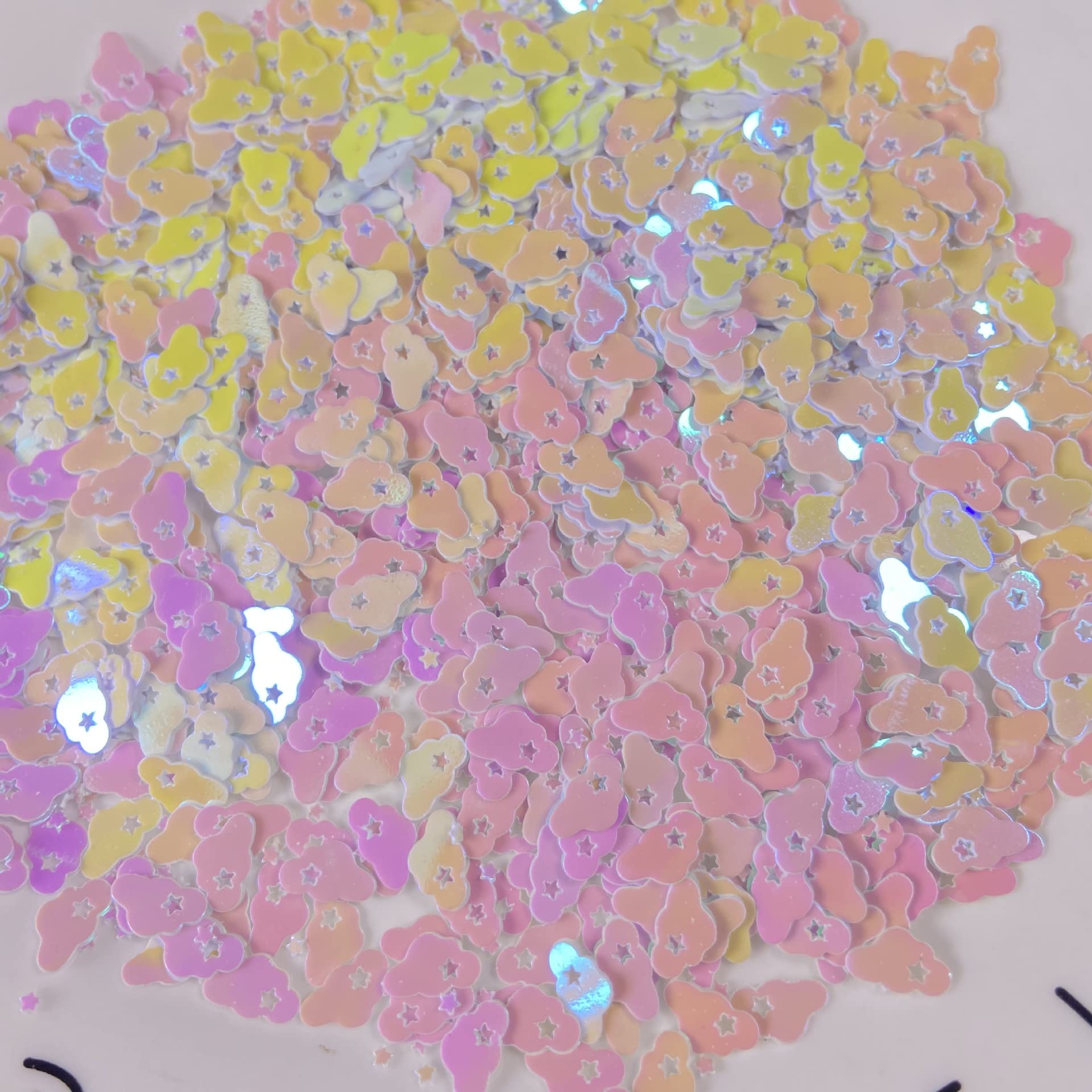 2000Pcs Star and Clouds Confetti, Glitter PVC Clouds Confetti for Handicrafts, Card DIY, Engagement Wedding Bridal Shower Birthday Star and Moon Theme Party Decorations (White)