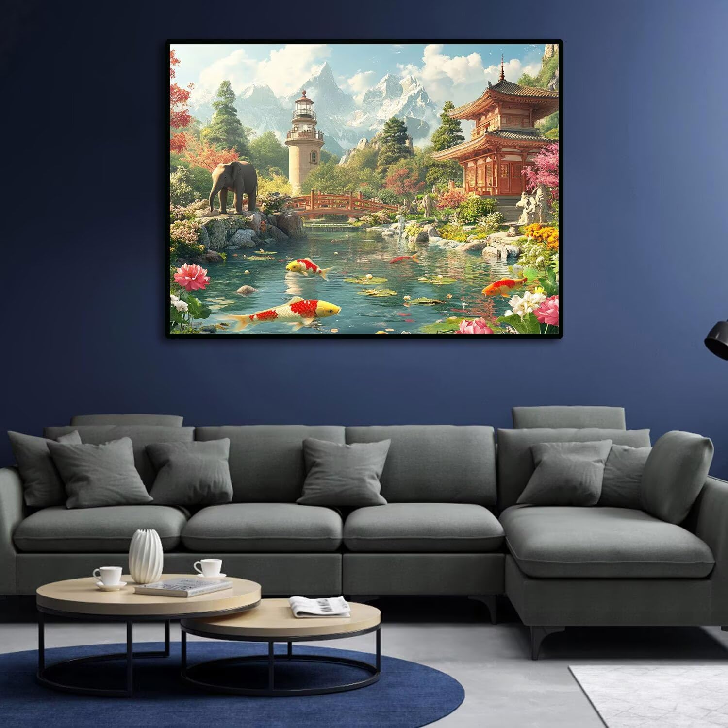 Malarstwo diamentowe, motyw zwierzęcy, staw, obraz do samodzielnego wykonania, zestaw do majsterkowania, dla dorosłych, mozaika, zestaw do majsterkowania, haft, prezent, dekoracja ścienna, obraz, 70 x