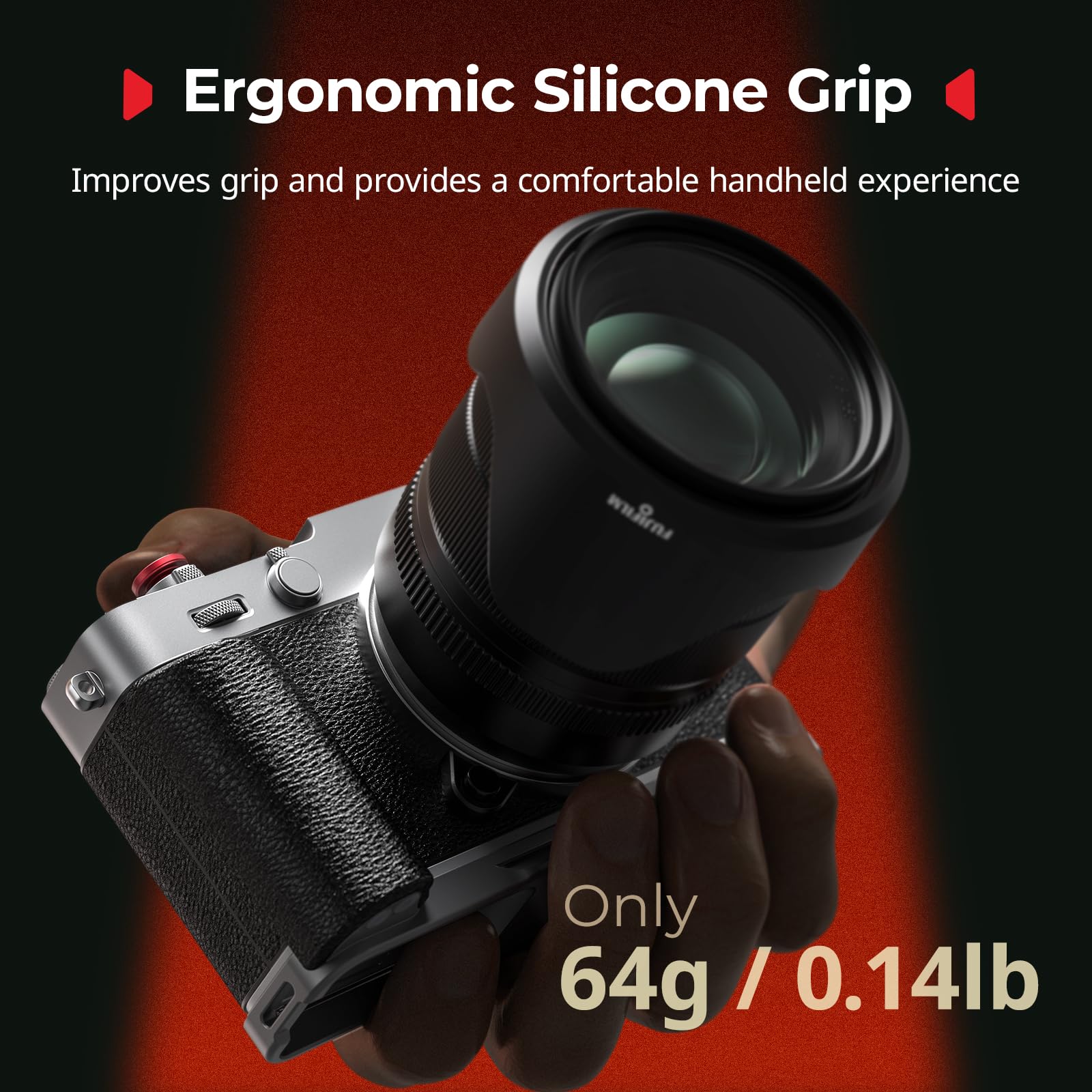 SMALLRIG X-E5 Poignée en L pour FUJIFILM, Plaque de Dégagement Rapide Intégrée pour Arca, Pas de vis 1/4"-20, Poignée Ergonomique Légère en Silicone, Bouton de Déclenchement (Argent) - 5447