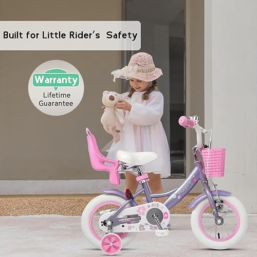 Miniatura 5 de Glerc Maggie Girls Bike, 12-20 Inch Kids Bike for 2-13 Years Old Children, Princess Style Kids Bicycle with Doll-Seat & Basket & Training Wheels,
