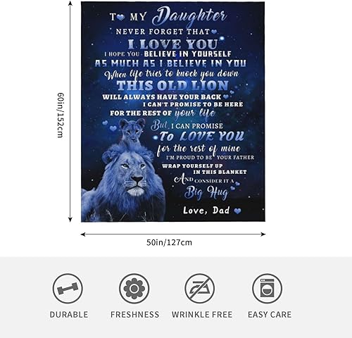 Miniatura 4 de Manta con texto en inglés To My Daughter from Dad, Lion to My Daughter, regalos de cumpleaños y Acción de Gracias para mi hija, manta de franela