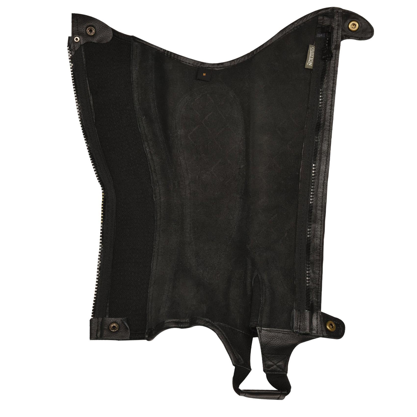 Ovation Damen Pro Leder Halbchaps – Premium Top Grain Leder Schwarz Reitchaps mit Stretch-Einsätzen und Druckknöpfen