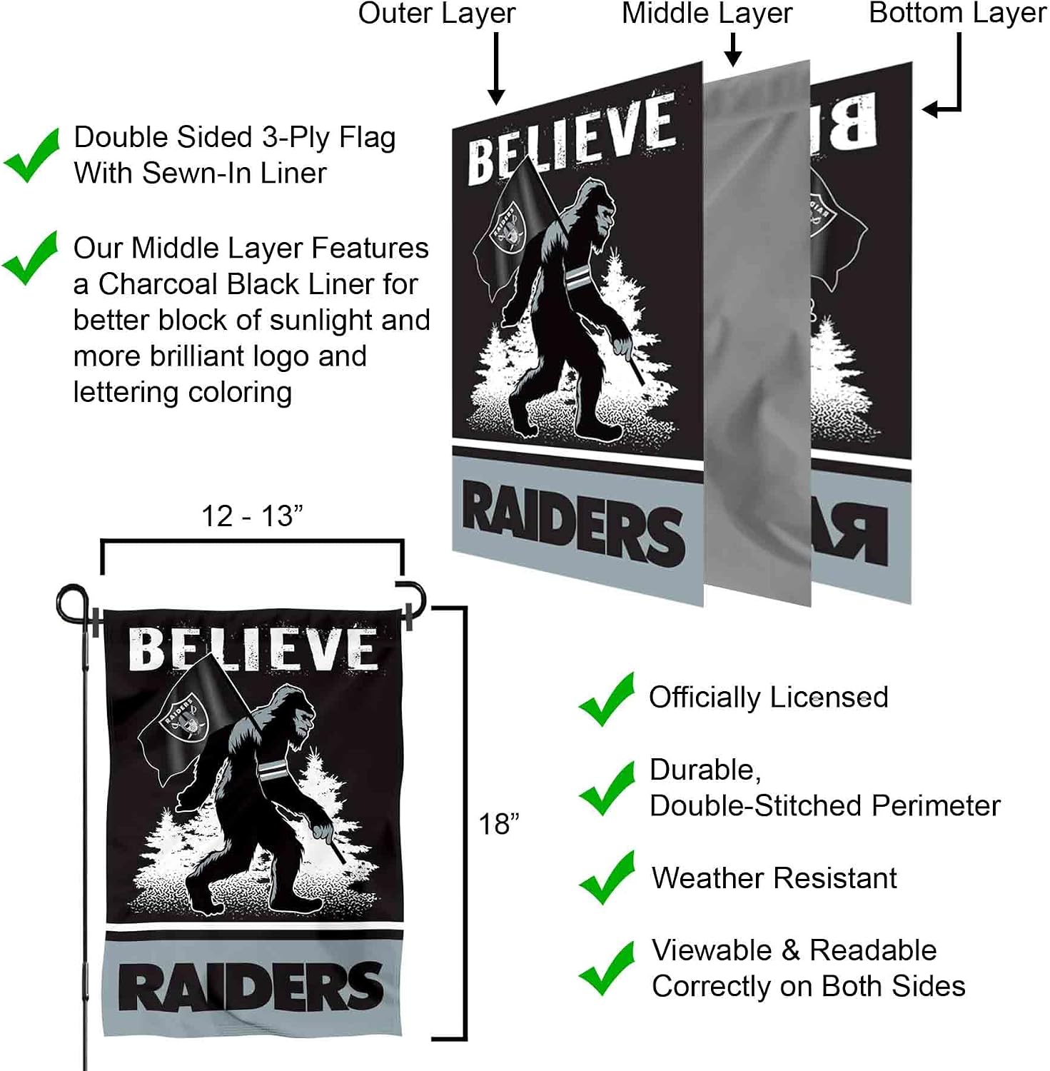 Las Vegas Raiders Bigfoot Sasquatch Believe Yard Garden Banner Flag