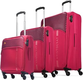 Aristocrat Striker Set of 3 Cabin, Medium & Large Size Soft Luggage (59 cm, 69 cm & 79 cm) | Spacious Polyester Trolley wi... Price In India