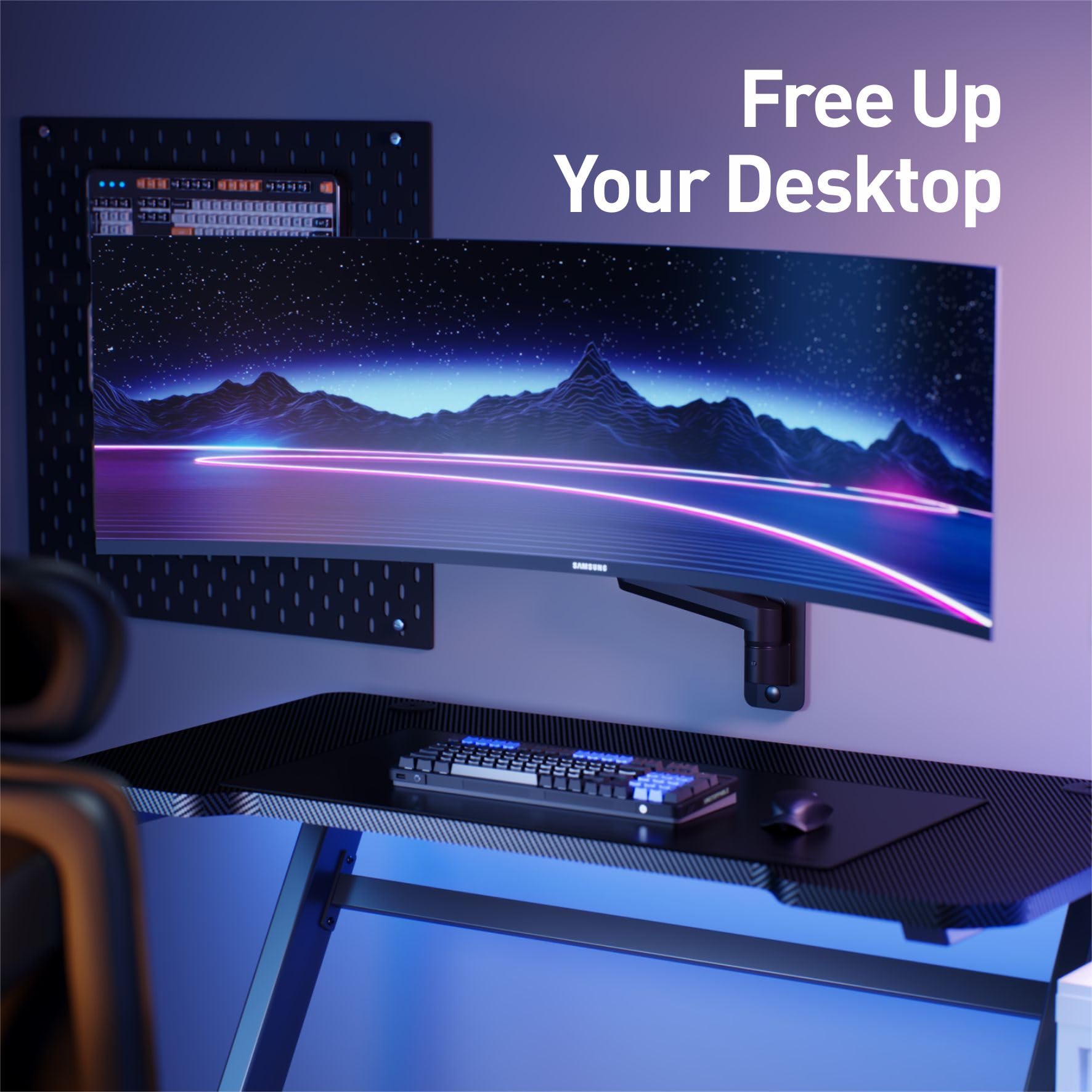 WALI Supporto da parete per monitor singolo, per schermi da 17" a 49", supporto da parete per monitor Ultrawide con braccio completamente regolabile a molla a gas, supporta fino a 20 kg, VESA 75 e 100
