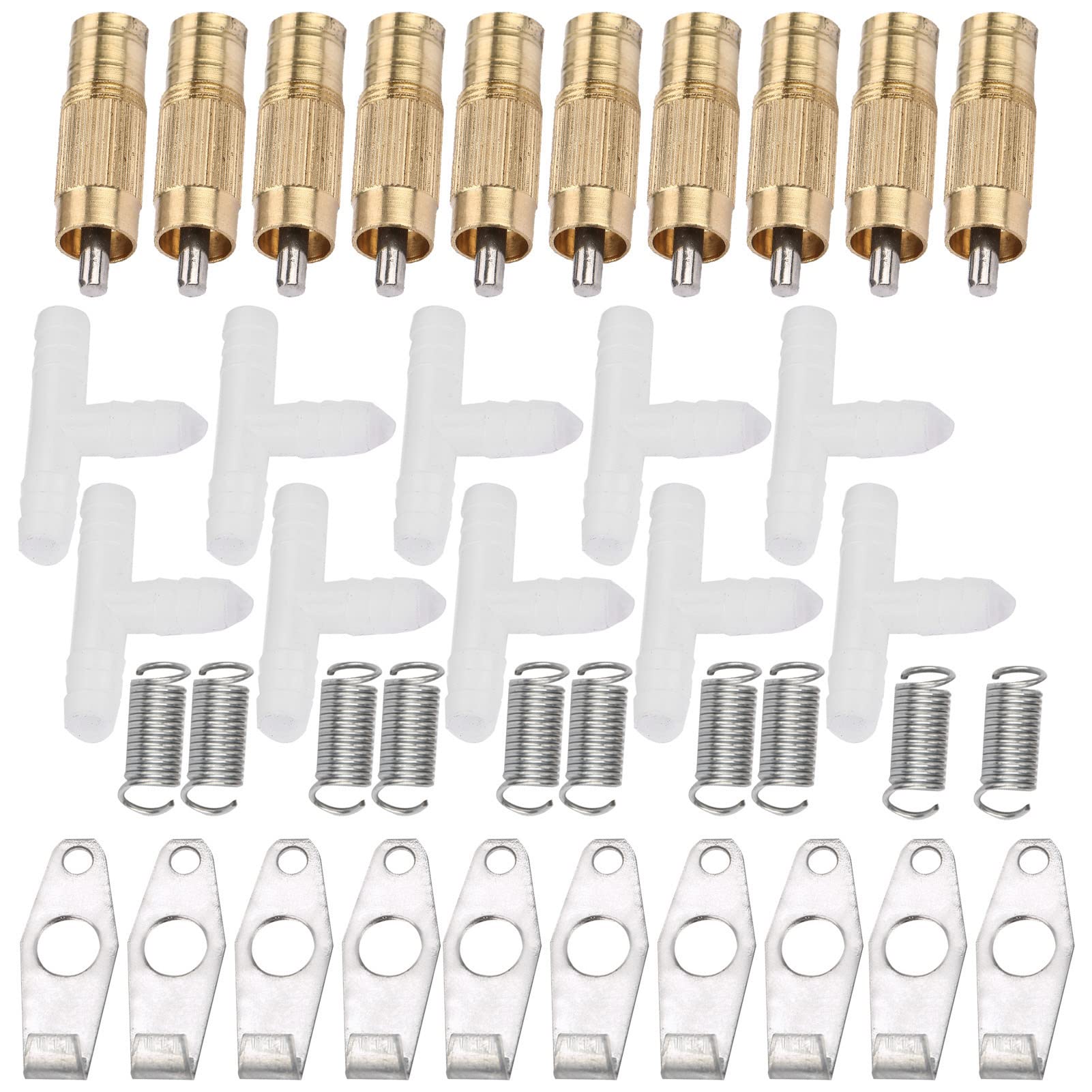 10pcs Set Pet Water Feeder, Stainless Steel Automatic Nipple Waterer Poultry Fountains & Waterers for Bunny Rat Rabbit Ferrets (Round mouth white)