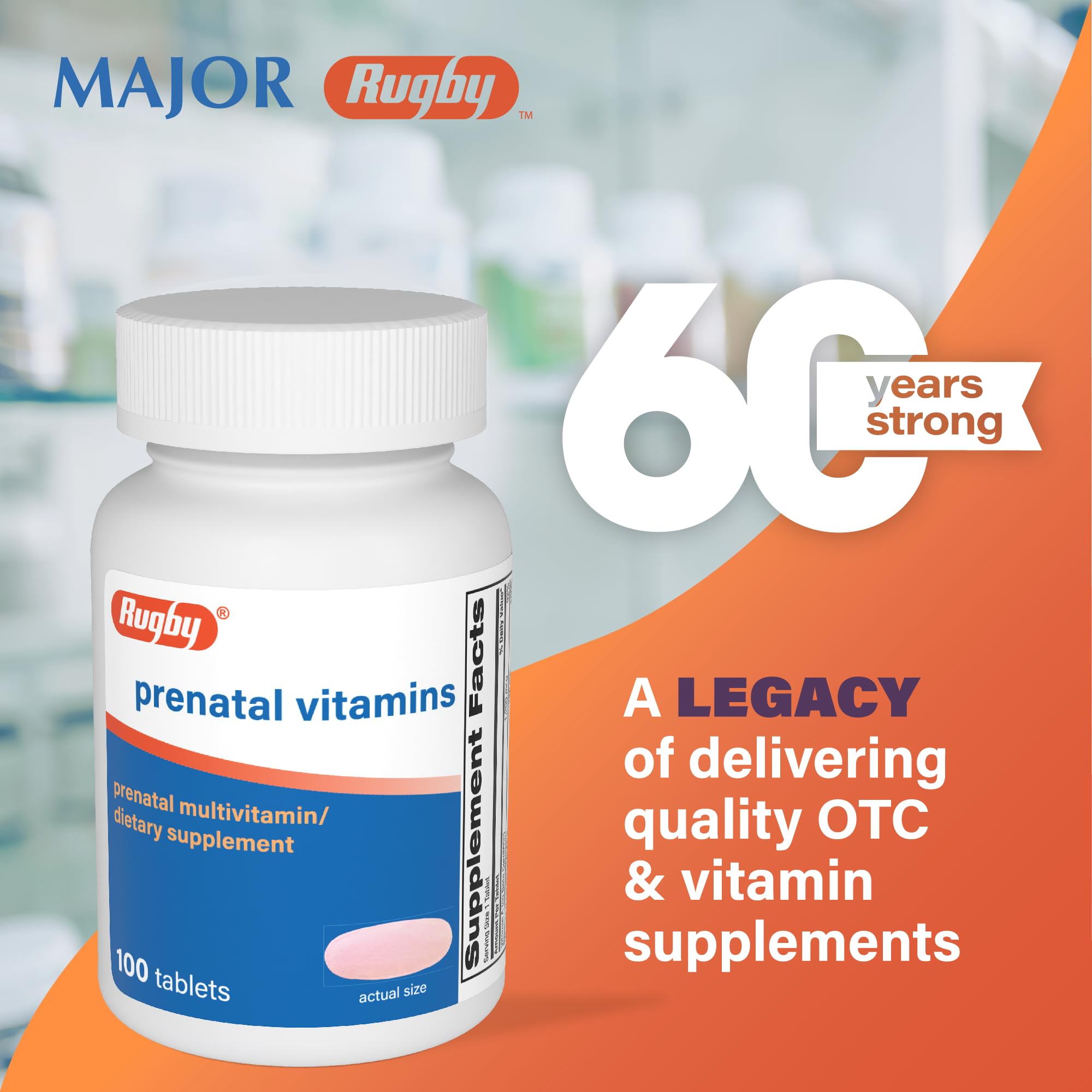 Rugby Prenatal Vitamins - Multiple Vitamin and Mineral Supplement - 100 Tablets (3 Pack) — Amazon image 2