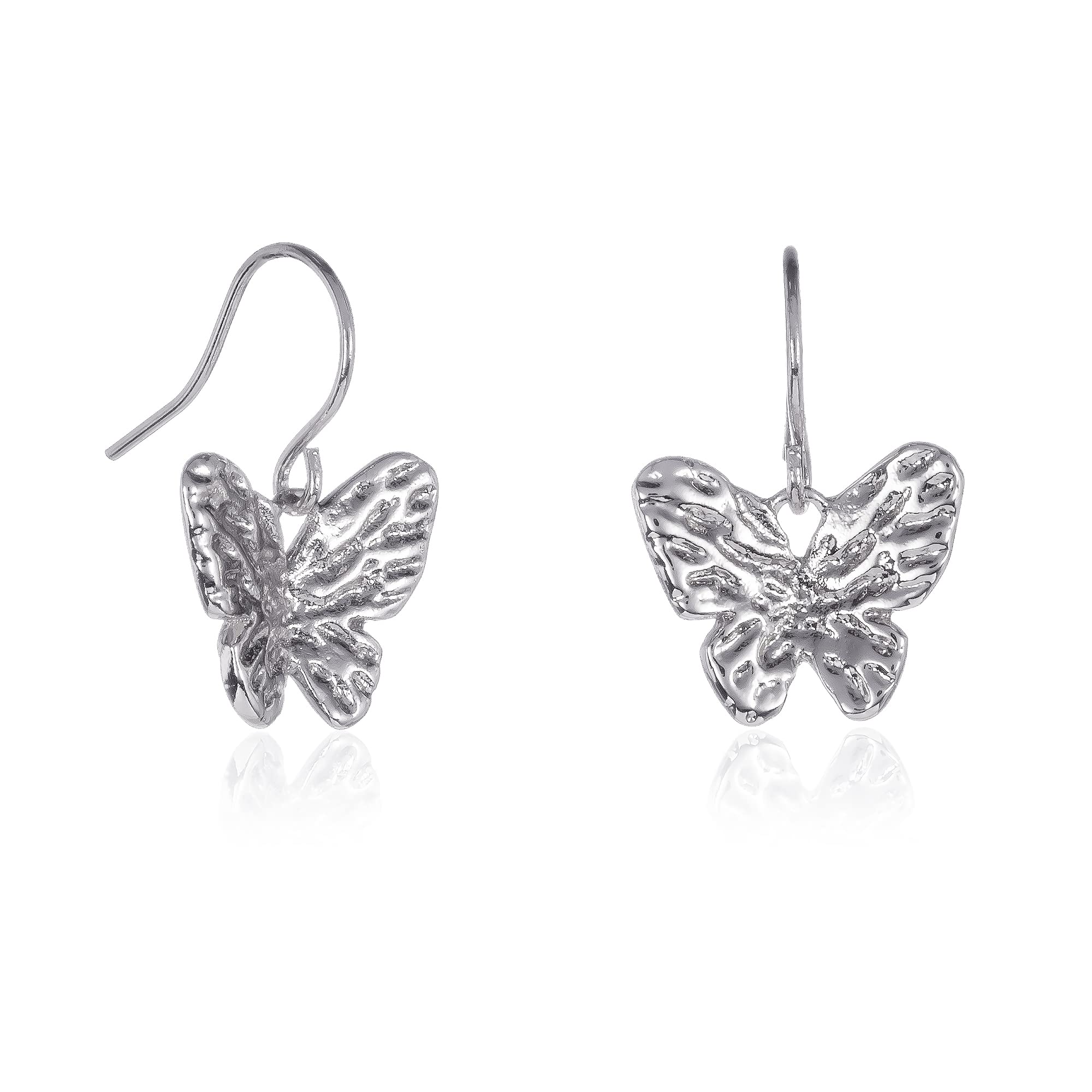 Zavana Butterfly Earrings, Dainty Dangle Earrings with Butterfly Charm, Earrings for Women and Teenage Girls, Cute Jewellery for Women and Girls.