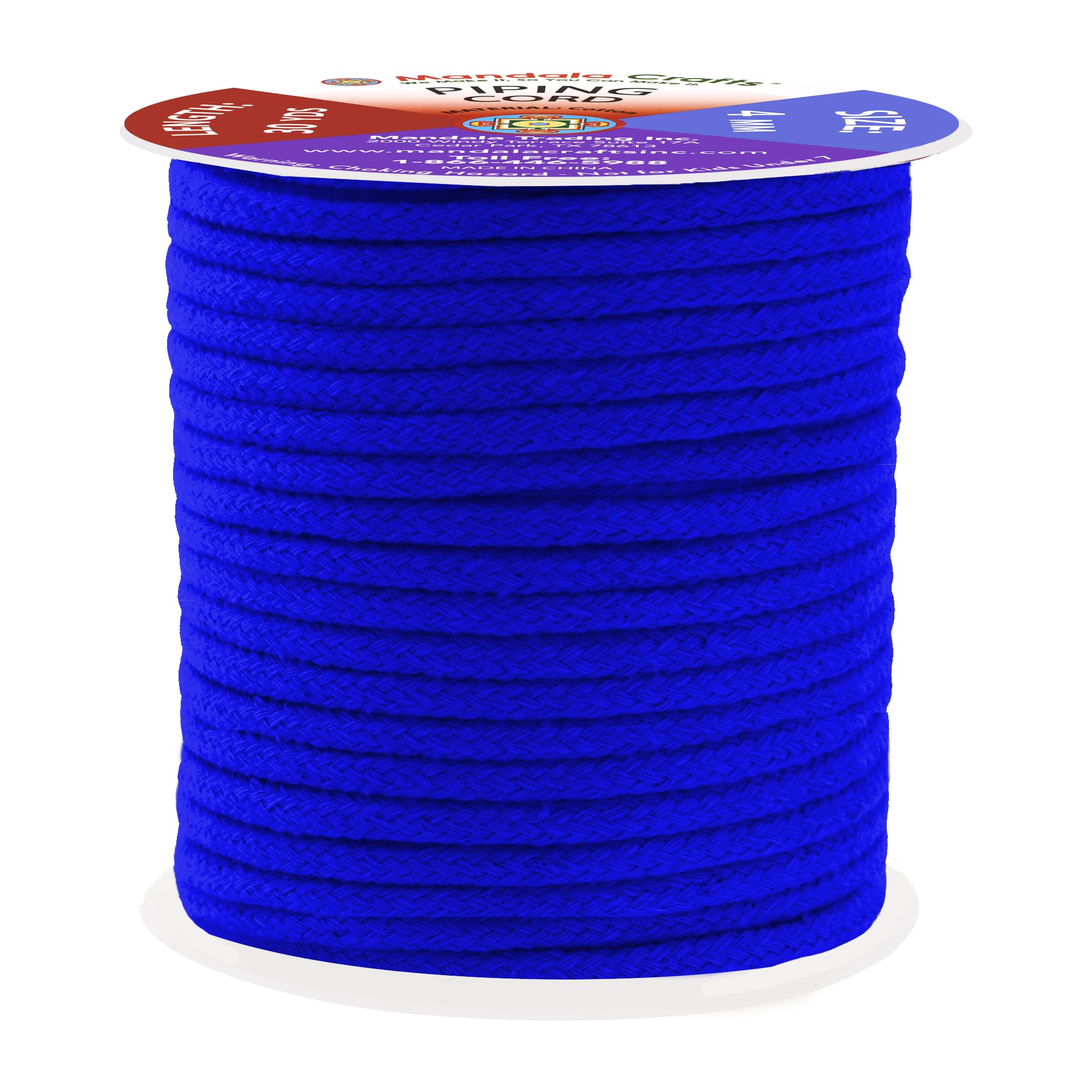 Mandala Crafts Royal Blue Soft Replacement Drawstring Cords for Sweatpants Bags - Piping Cord for Sewing Upholstery - 30 Yds 4mm Cotton Cording