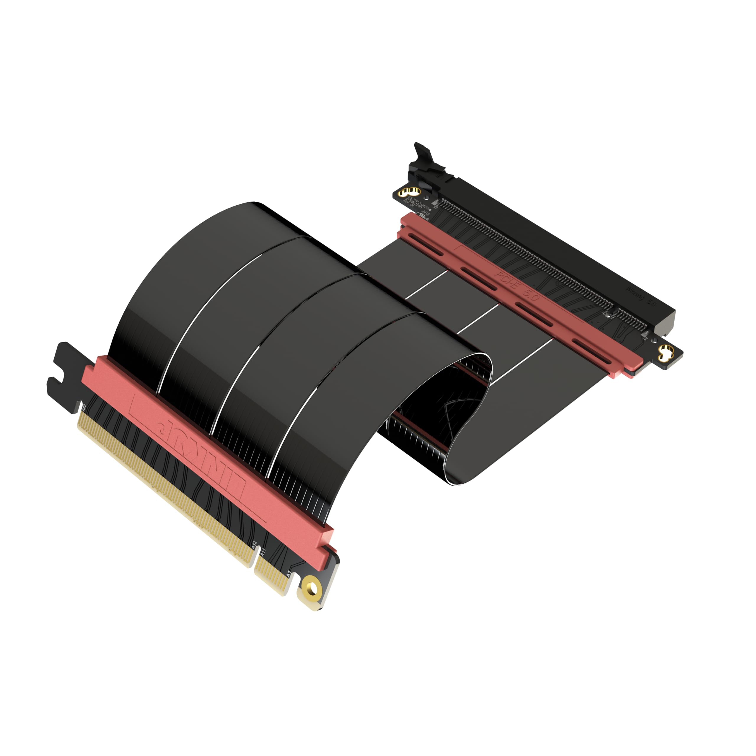 LINKUP AVA5 PCIE 5.0 Kabel riser | RTX5090 RX9070 GPU Ready | x16 prędkość 128 GB/s | kompatybilny z PCIe 4.0 i WRX80/WRX90E | prosty, czarny 20 cm (długość całkowita 24 cm)