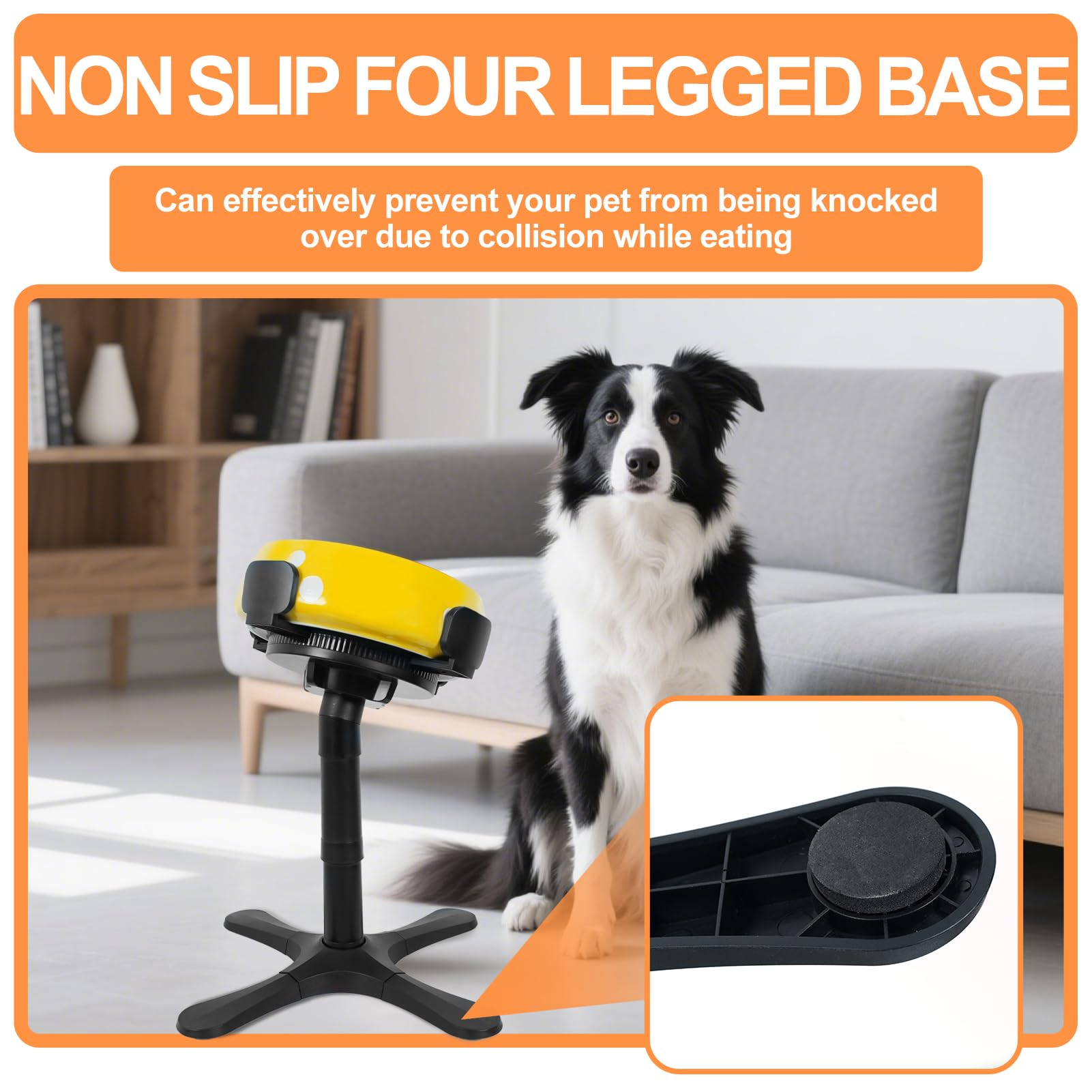 Hundenapfständer Höhenverstellbar - Erhöhter Hundenapf mit 15° Neigung & Universeller Napfhalterung (14-24,5cm), Hundebar mit 3 Höhen (14/24/33cm) für Kleine, Mittlere & Große Hunde