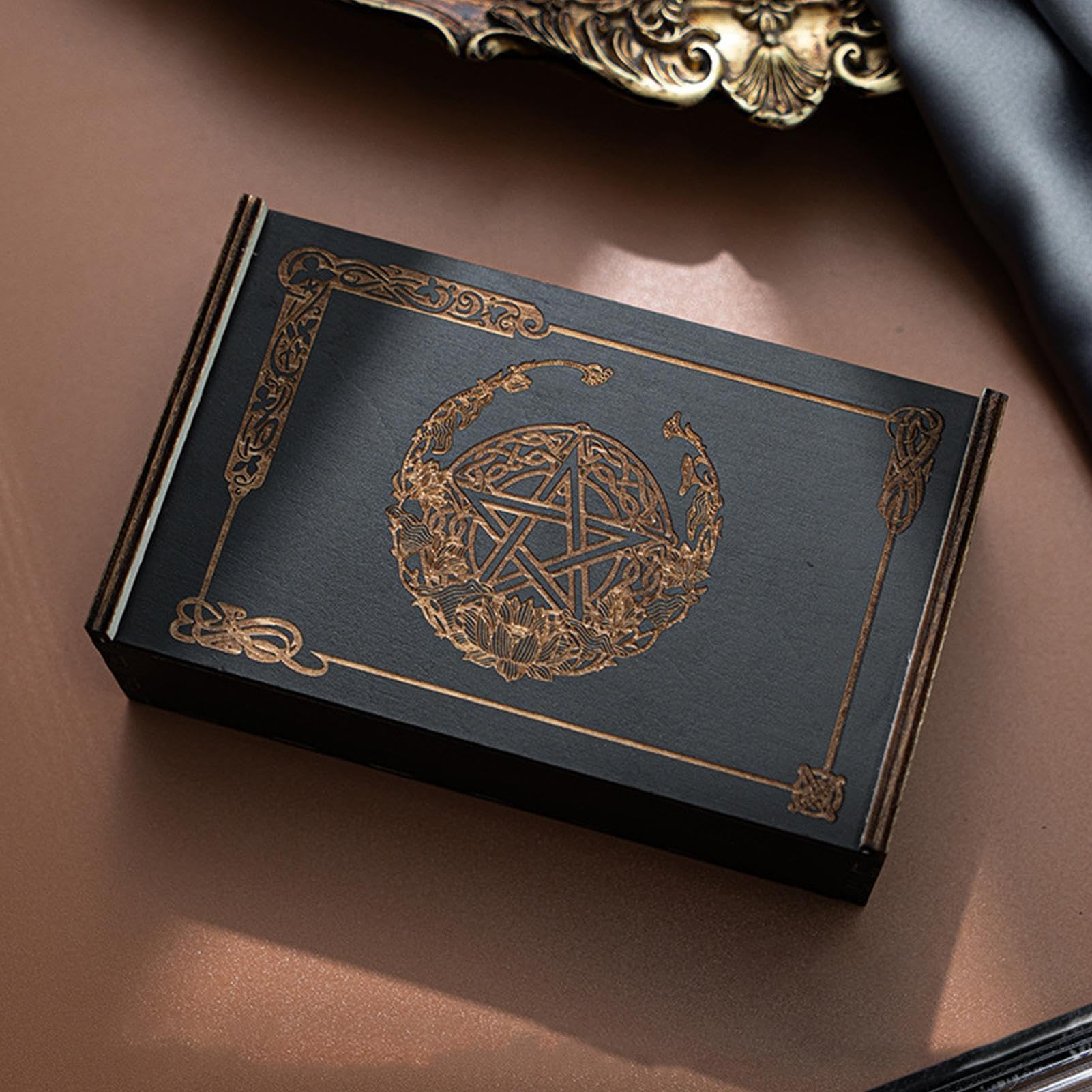 Générique Boîte Tarot - Bois 14x10x6.7cm | Coffret Cartes Tarot | Boîte