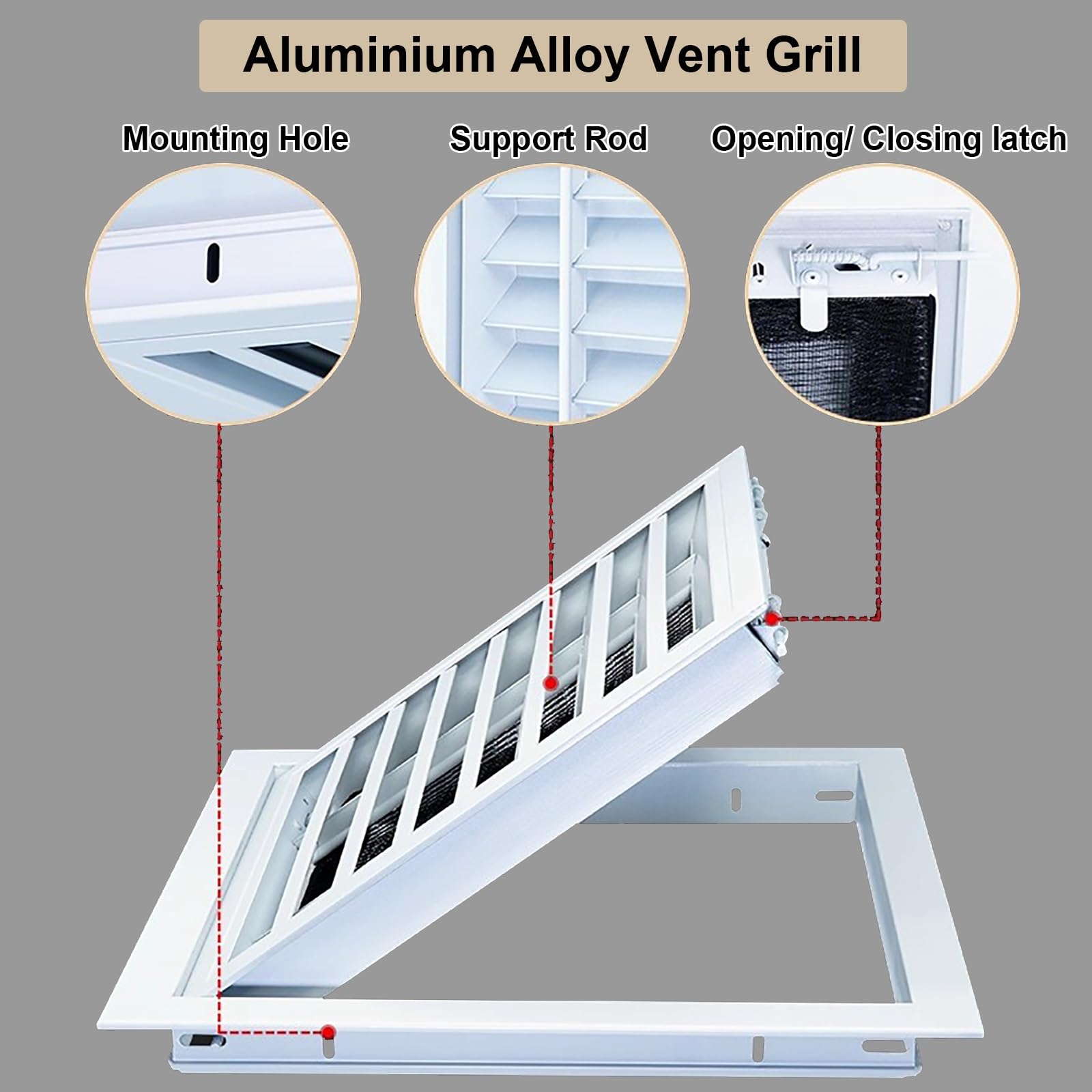 Coperture per Griglie di Ventilazione per Pareti O Soffitti, Griglia di Scarico Quadrata, Pannello di Accesso per Ventilazione di Dimensioni Personalizzate(Gray,70x70cm (27.6x27.6in))