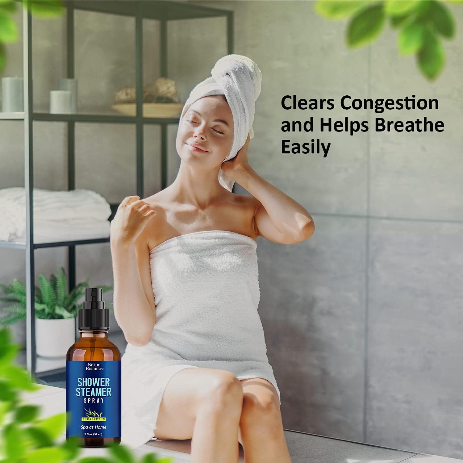 Eucalyptus Shower Steamer Spray 2 fl oz - Shower Aromatherapy Spray - Eucalyptus Shower Spray - Sauna Spa Steam Mist at Home, Room - Essential Oil Shower Eucalyptus Spray - Nexon Botanics