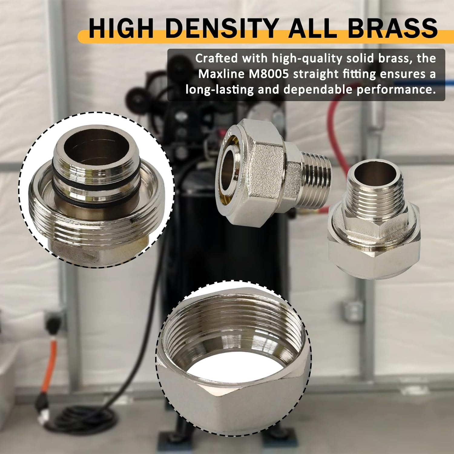 Maxline M8005 Straight Fitting for 3/4-Inch Tubing with 1/2-Inch Male NPT Thread rapidair