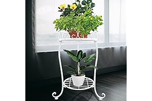 2-Tier White Metal Outdoor Plant Stand: A Graceful Statement for Your Garden Oasis
