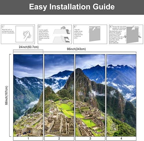 Miniatura 5 de Mural de lienzo moderno 3D Machu Picchu Perú despegar y pegar, autoadhesivas, autoadhesivas, para sala de estar, dormitorio de niños, decoración del